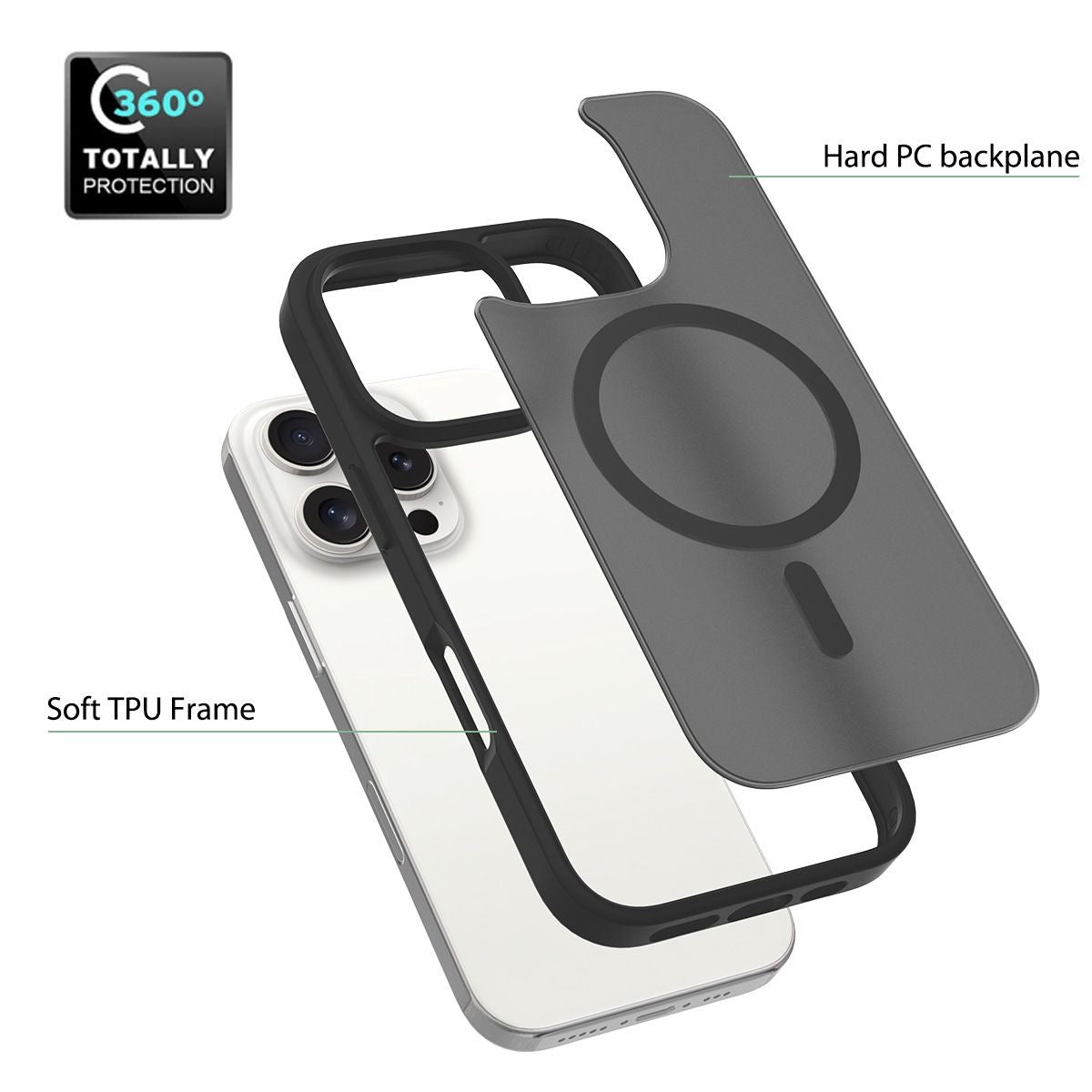 iPhone Frosted Transparent ColorMagnetic Ring Case