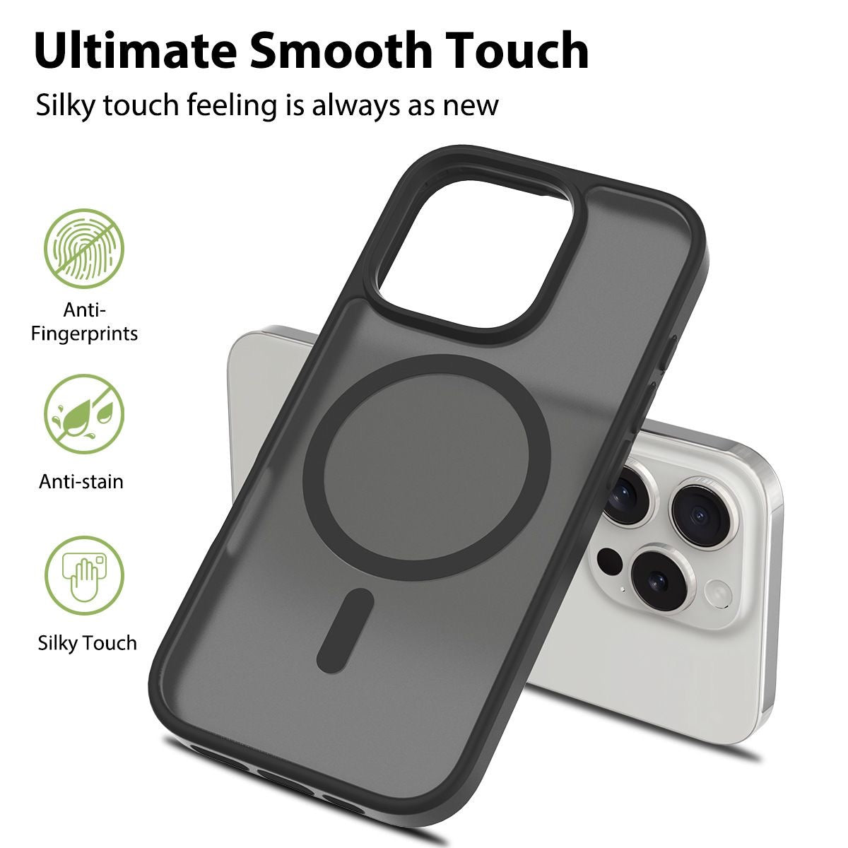 iPhone Frosted Transparent ColorMagnetic Ring Case