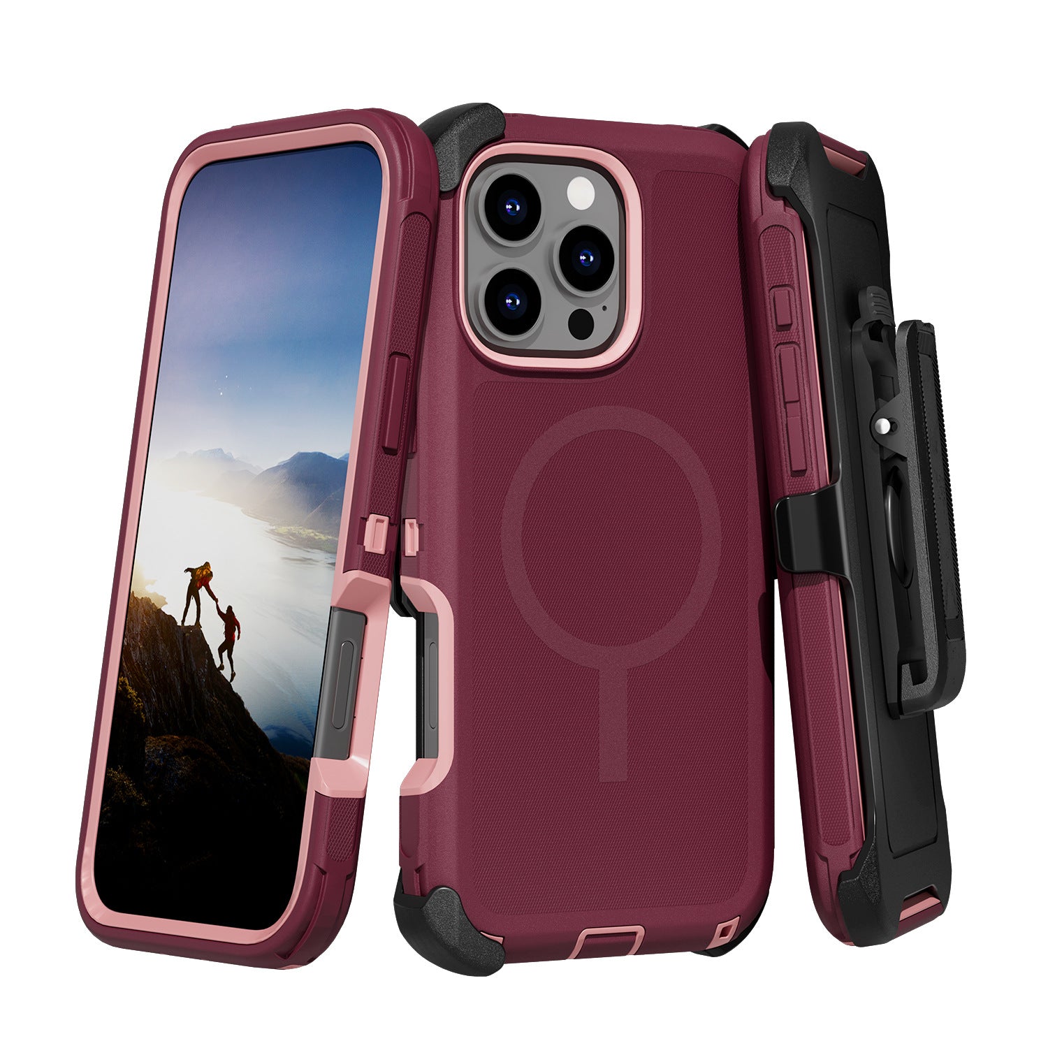 iPhone Hybrid Shockproof MagSafe Case with Belt Clip