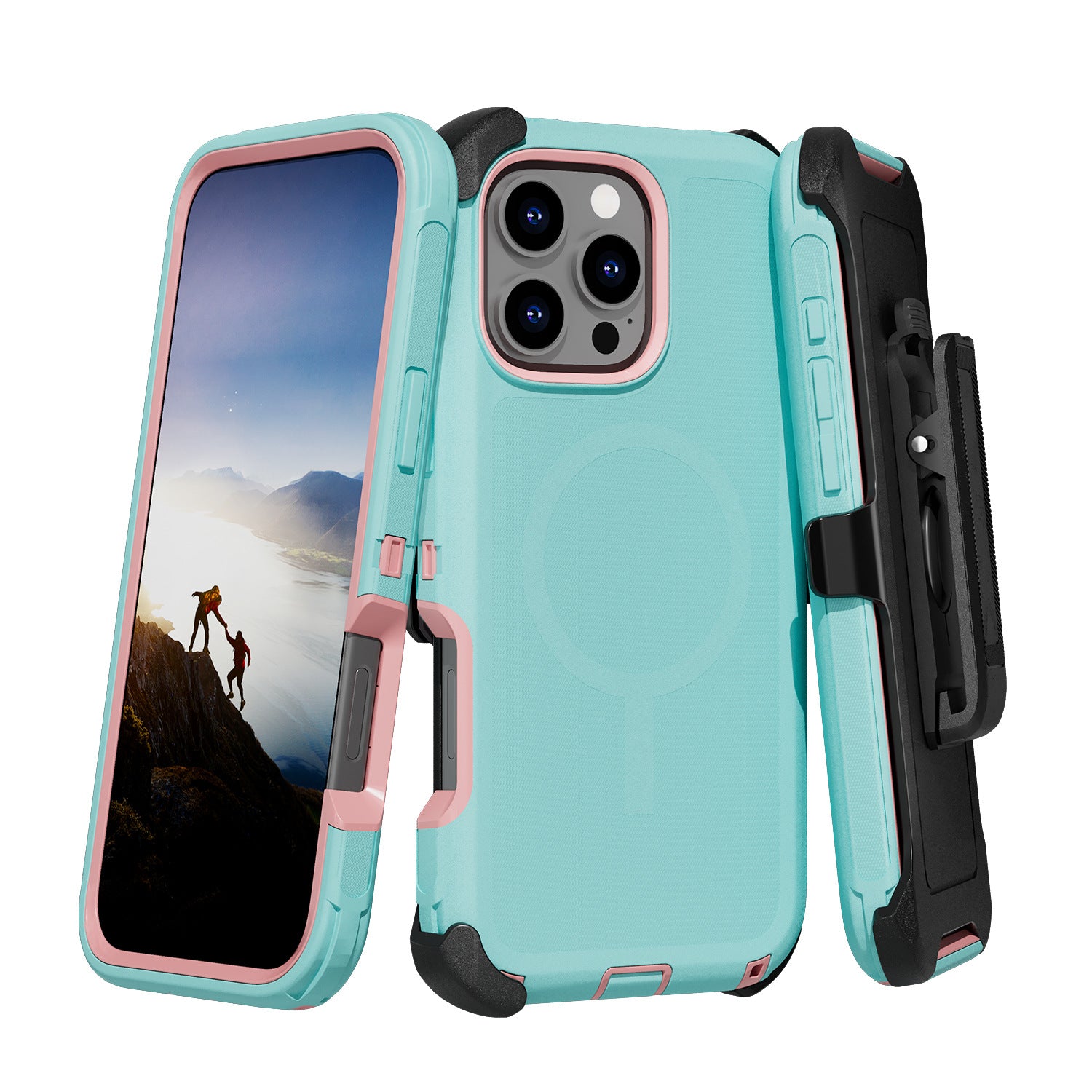 iPhone Hybrid Shockproof MagSafe Case with Belt Clip