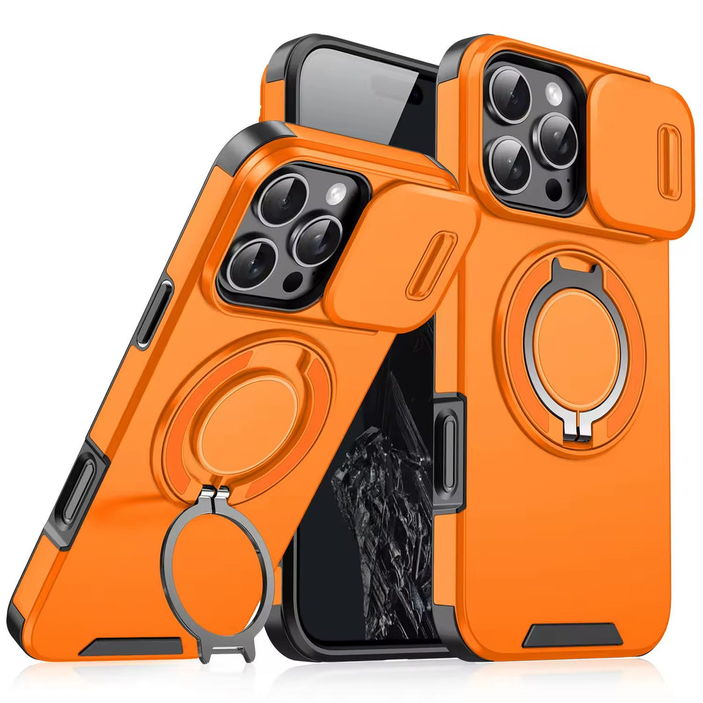 MagSafe Ring Stand iPhone Case with Camera Slide Cover – Military Grade Shockproof Protective Case