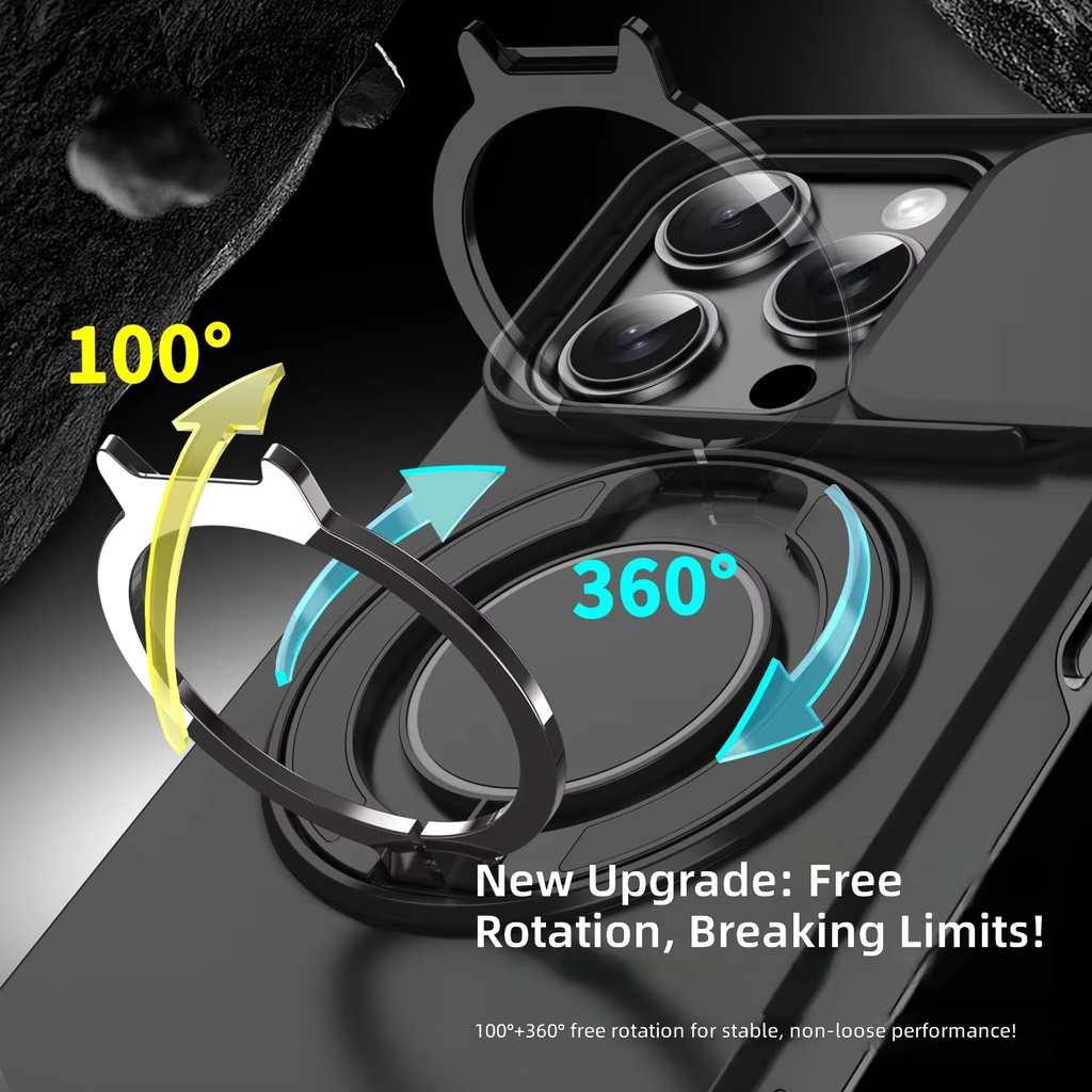 MagSafe Ring Stand iPhone Case with Camera Slide Cover – Military Grade Shockproof Protective Case