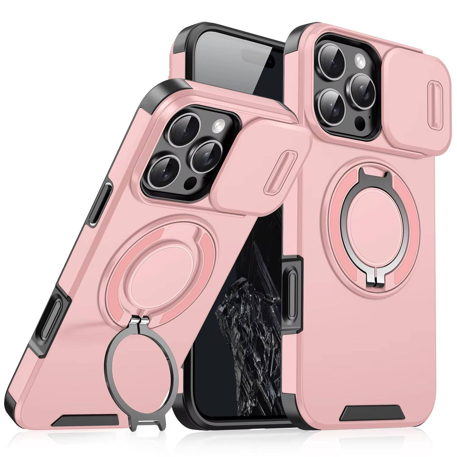 MagSafe Ring Stand iPhone Case with Camera Slide Cover – Military Grade Shockproof Protective Case
