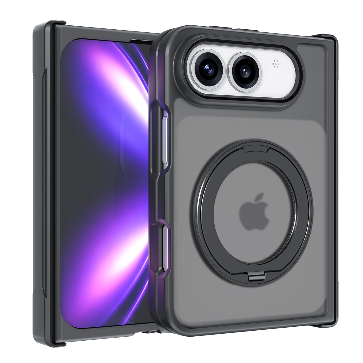 iPhone 18 Fold Magnetic Ring Stand Case – Hinge Protection Shockproof Cover
