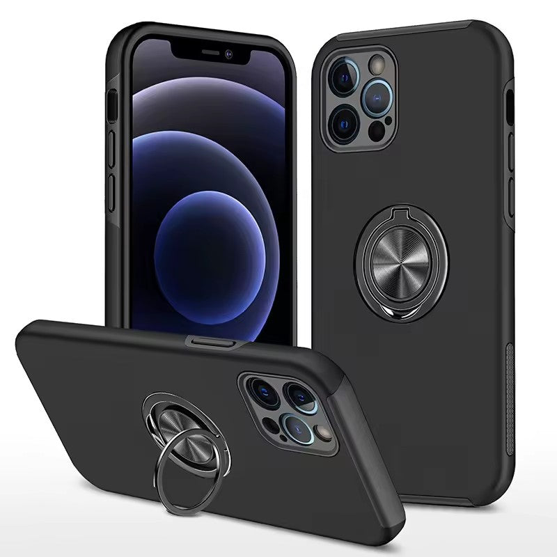 Magnetic Ring Stand Phone Case Slim Shockproof Protective Cover with 360° Metal Kickstand