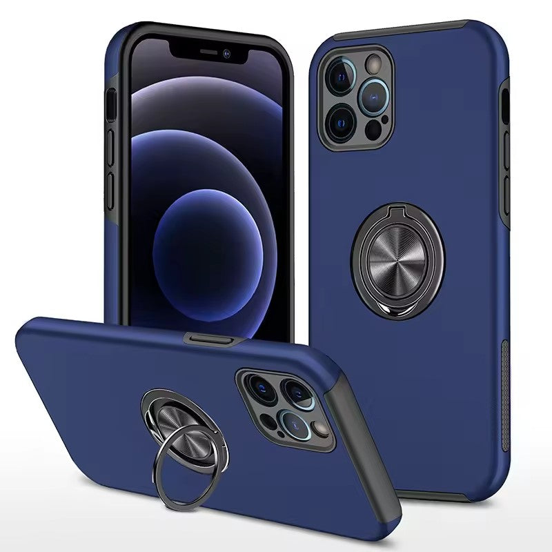 Magnetic Ring Stand Phone Case Slim Shockproof Protective Cover with 360° Metal Kickstand