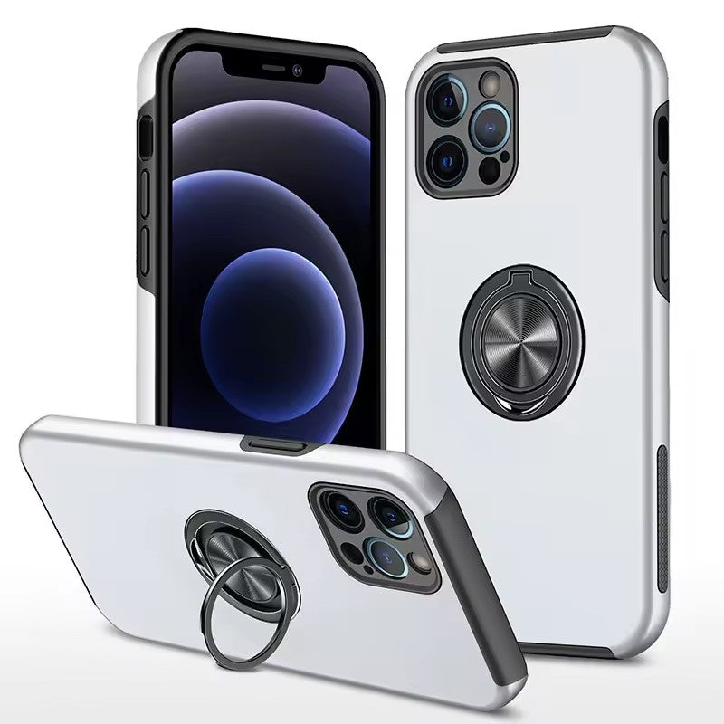 Magnetic Ring Stand Phone Case Slim Shockproof Protective Cover with 360° Metal Kickstand