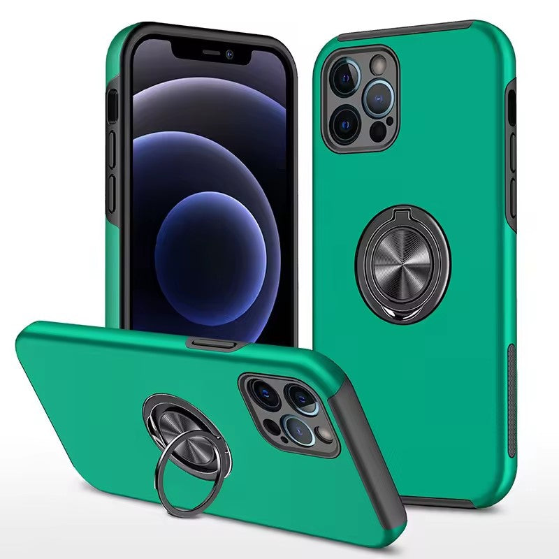 Magnetic Ring Stand Phone Case Slim Shockproof Protective Cover with 360° Metal Kickstand