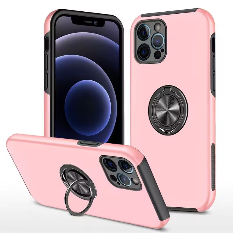 Magnetic Ring Stand Phone Case Slim Shockproof Protective Cover with 360° Metal Kickstand