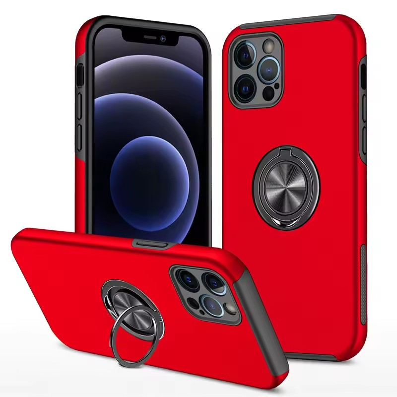 Magnetic Ring Stand Phone Case Slim Shockproof Protective Cover with 360° Metal Kickstand