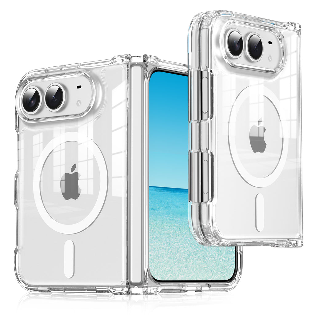 iPhone 18 Fold Clear Magnetic Case – Anti-Yellow Shockproof Cover