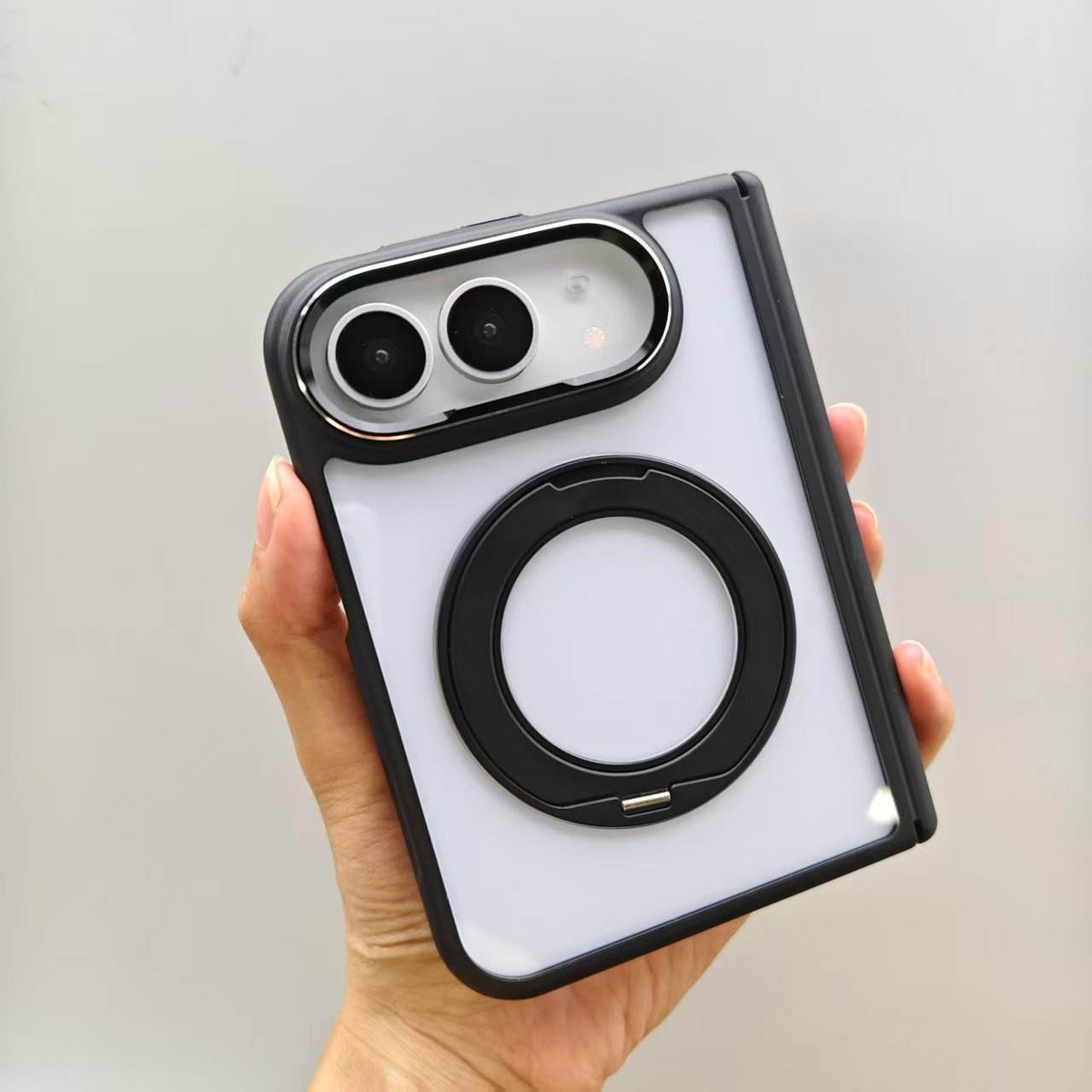 Phone 18 Fold Magnetic Ring Stand Case – Frosted Shockproof Hinge Protection Cover