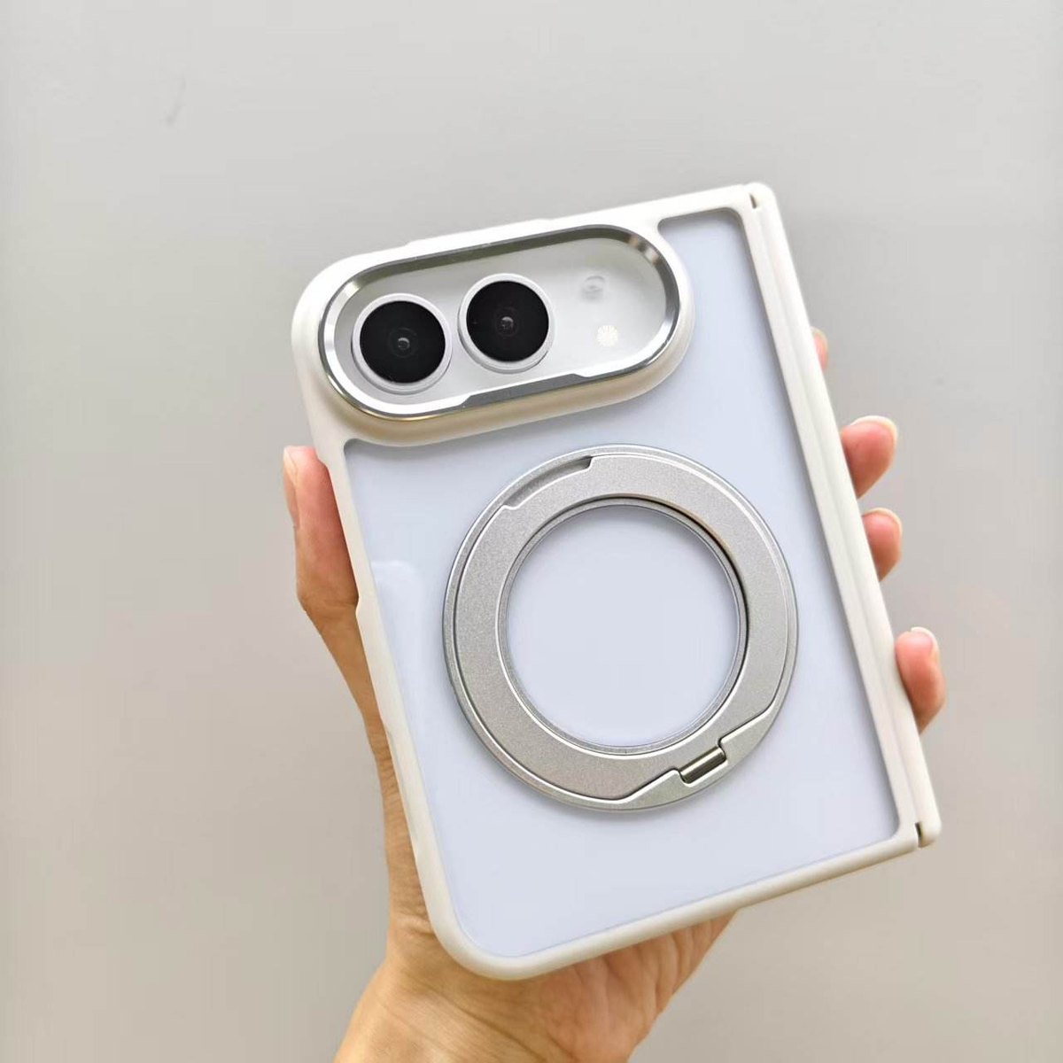 Phone 18 Fold Magnetic Ring Stand Case – Frosted Shockproof Hinge Protection Cover