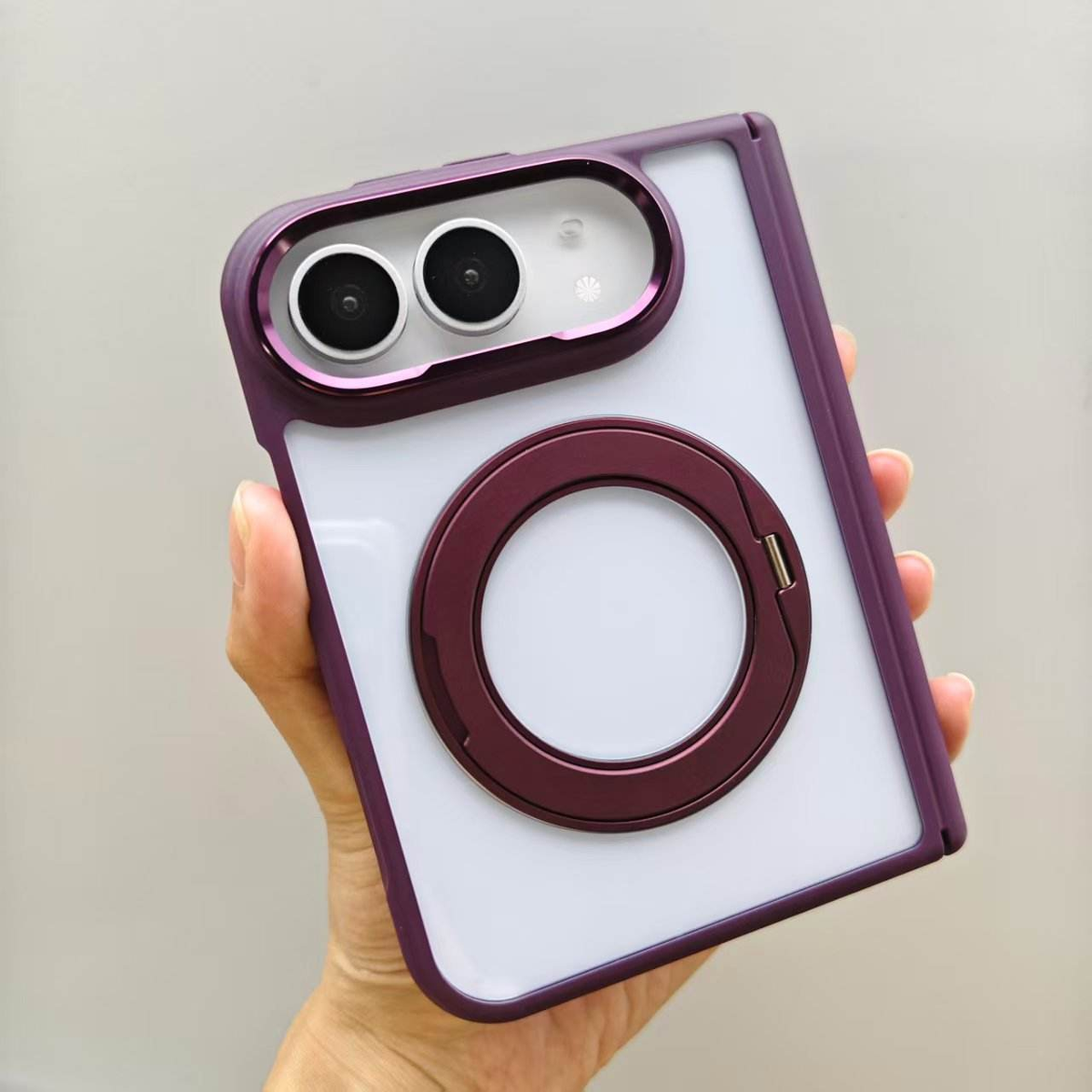 Phone 18 Fold Magnetic Ring Stand Case – Frosted Shockproof Hinge Protection Cover