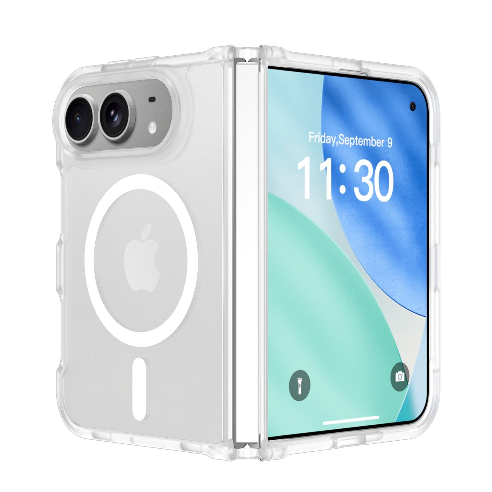 iPhone 18 Fold Clear Magnetic Case – Anti-Yellow Shockproof Cover