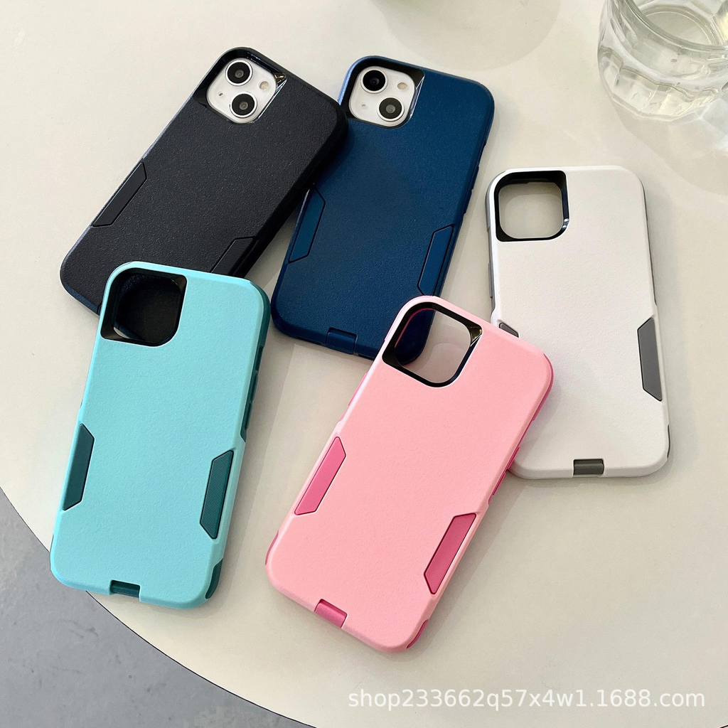 Thin Protective iPhone Case Dual-Layer 3-in-1 2 Tones Shockproof