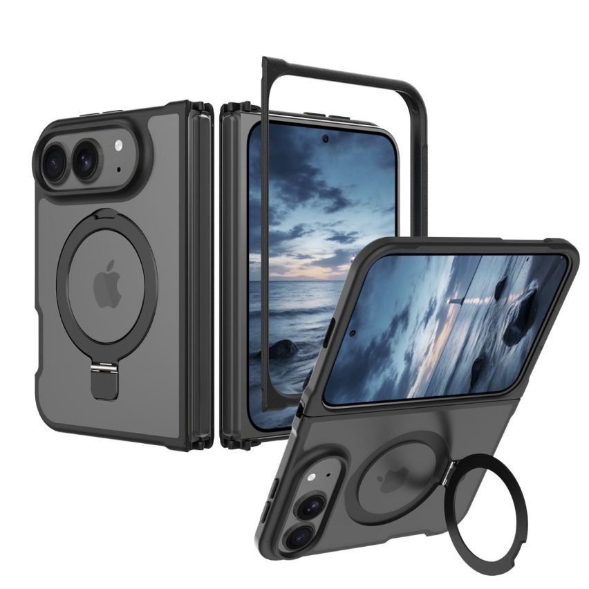 iPhone 18 Fold Magnetic 360° Rotating Ring Stand Case – Shockproof Hinge Protection
