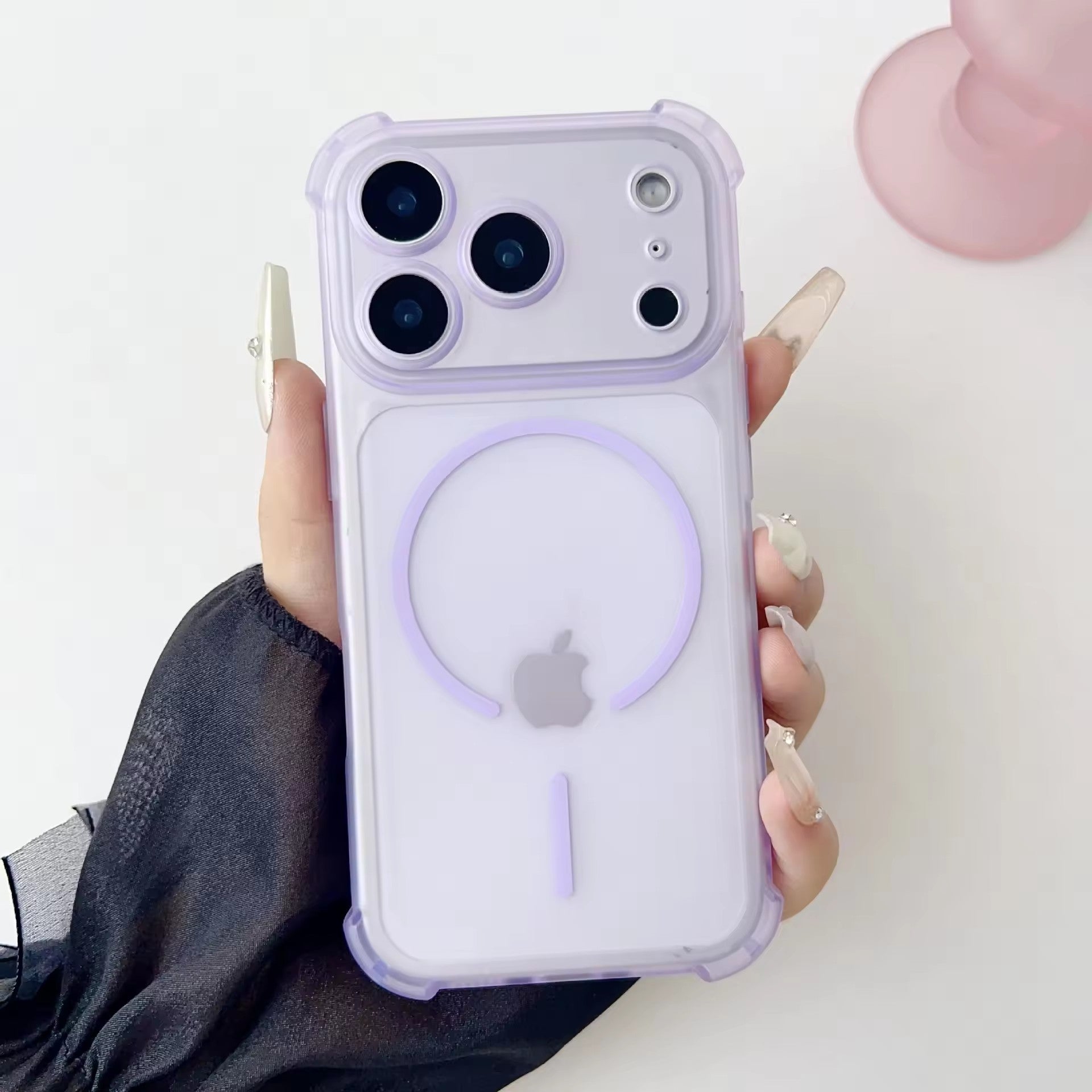 iPhone Case Matte Frosted Magnetic Phone Case with 4 Corner Air Cushion Double Protection Full Covered