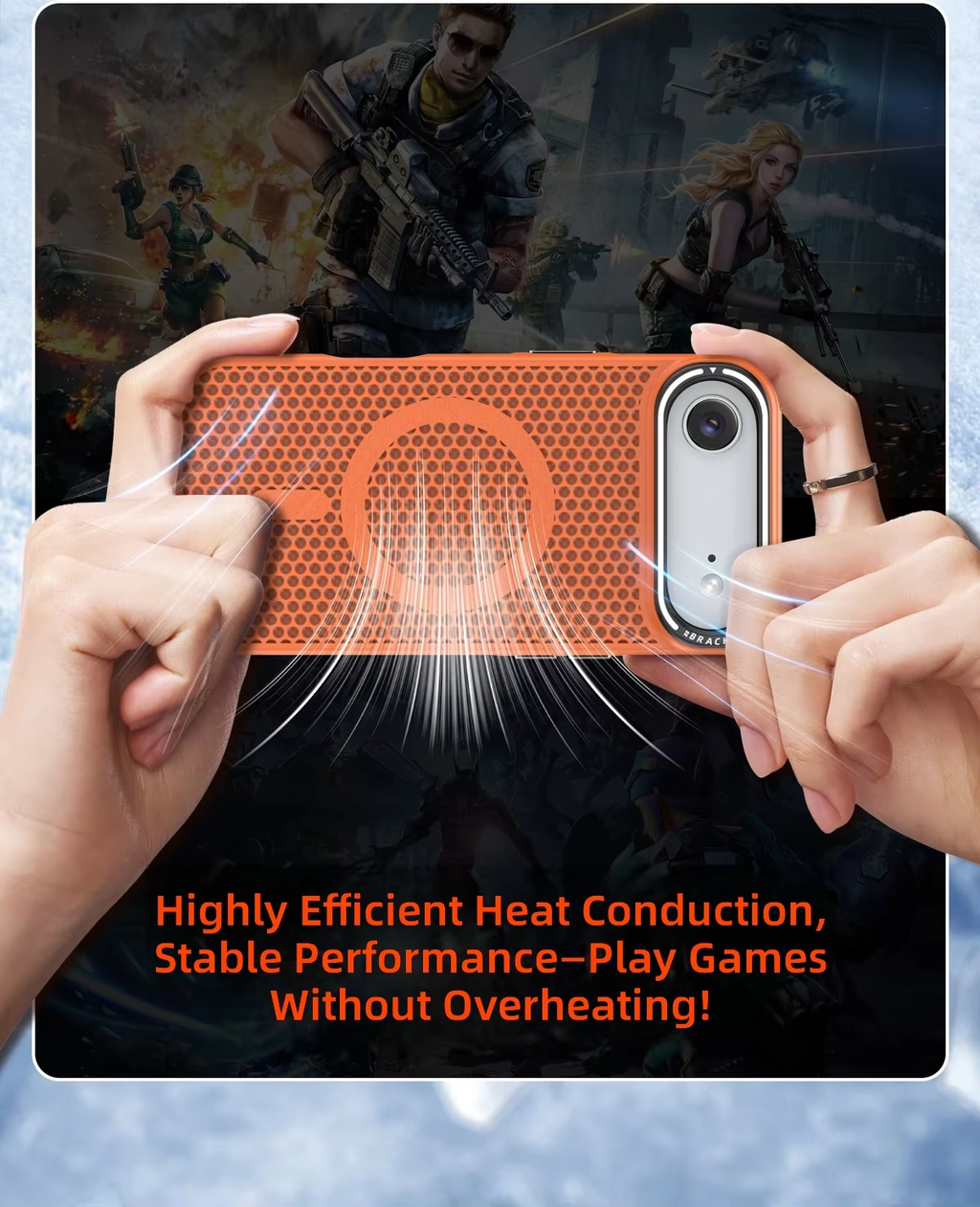 iPhone Magnetic Lens Stand Honeycomb Cooling Silicone Case with Animal Design